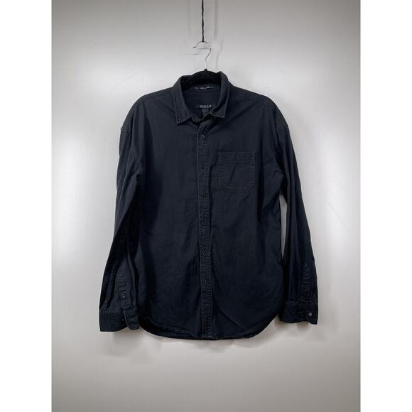 21 Men An American Brand Black button up Shirt Thick dress shirt Sz S Denim Like - Picture 9 of 9